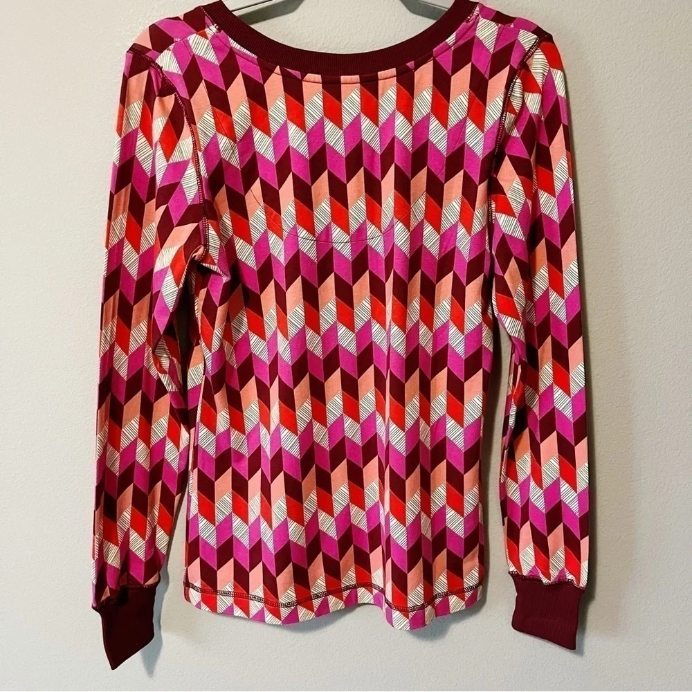 Vera Bradley NEW Henley Long Sleeve Pajama Top Bohemian Chevron Size Medium 8-10